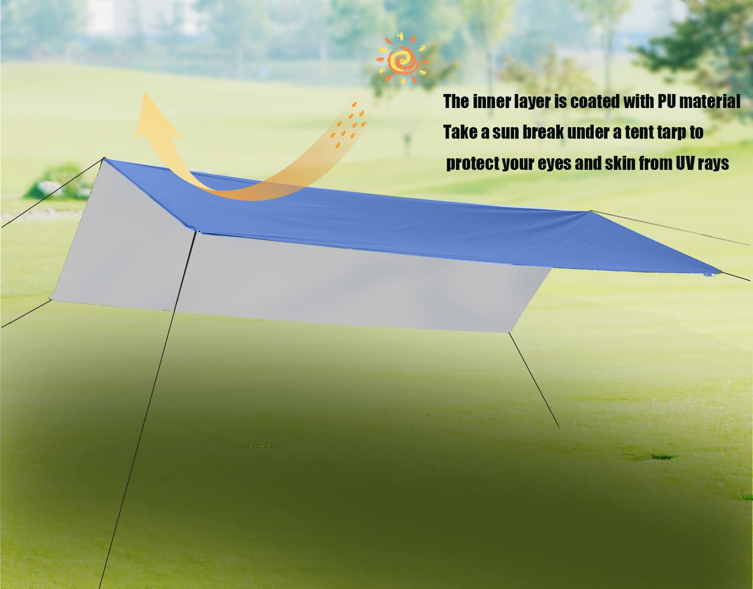Wind Tour Portable Multifunctional Tent Footprint Traveling Awning Backpacking Tarp Rain Fly Tarp Tent Waterproof Shelter Outdoo