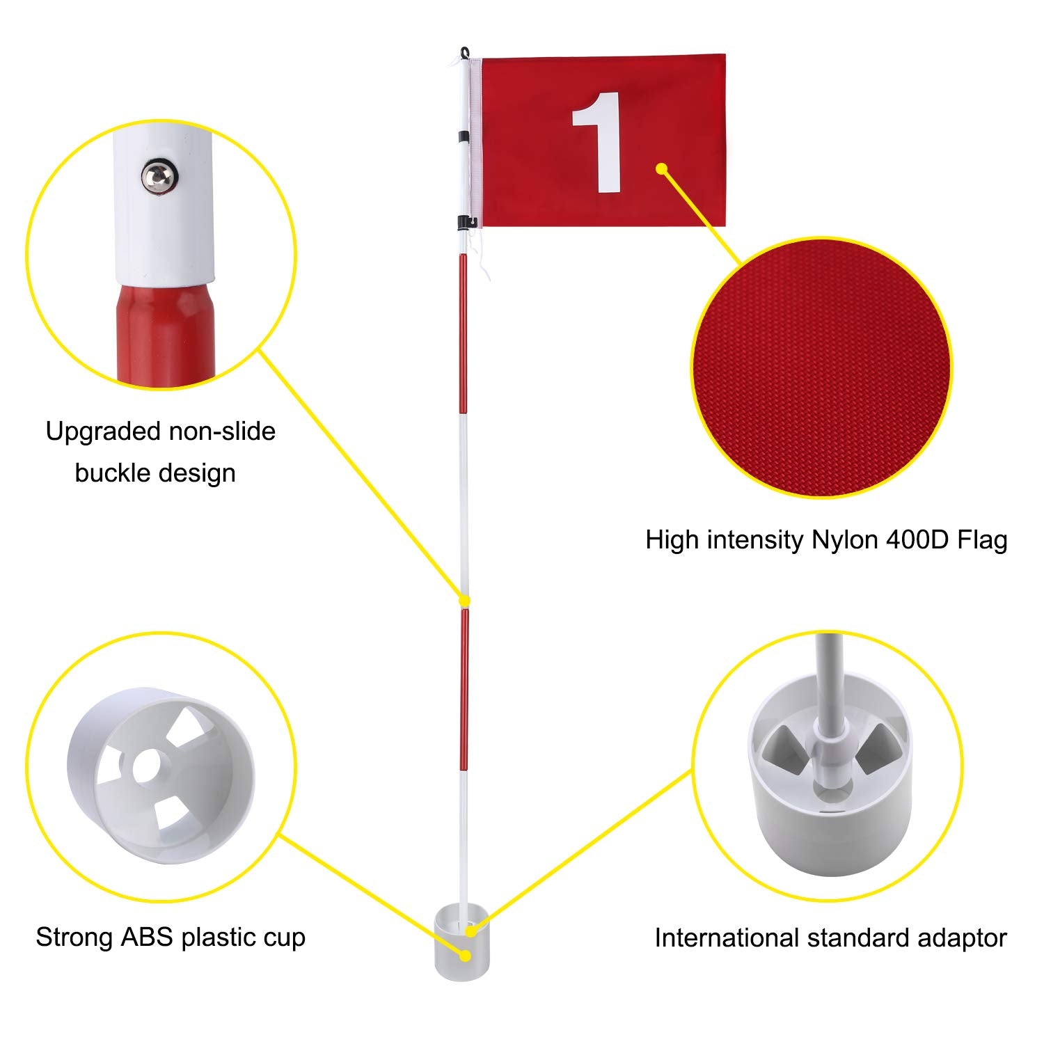 Kingtop Golf Pin Flags Pro, Practice Putting Green Flagstick Hole Cup Set, Golf Flag Stick For Driving Range | Backyard | Indoor