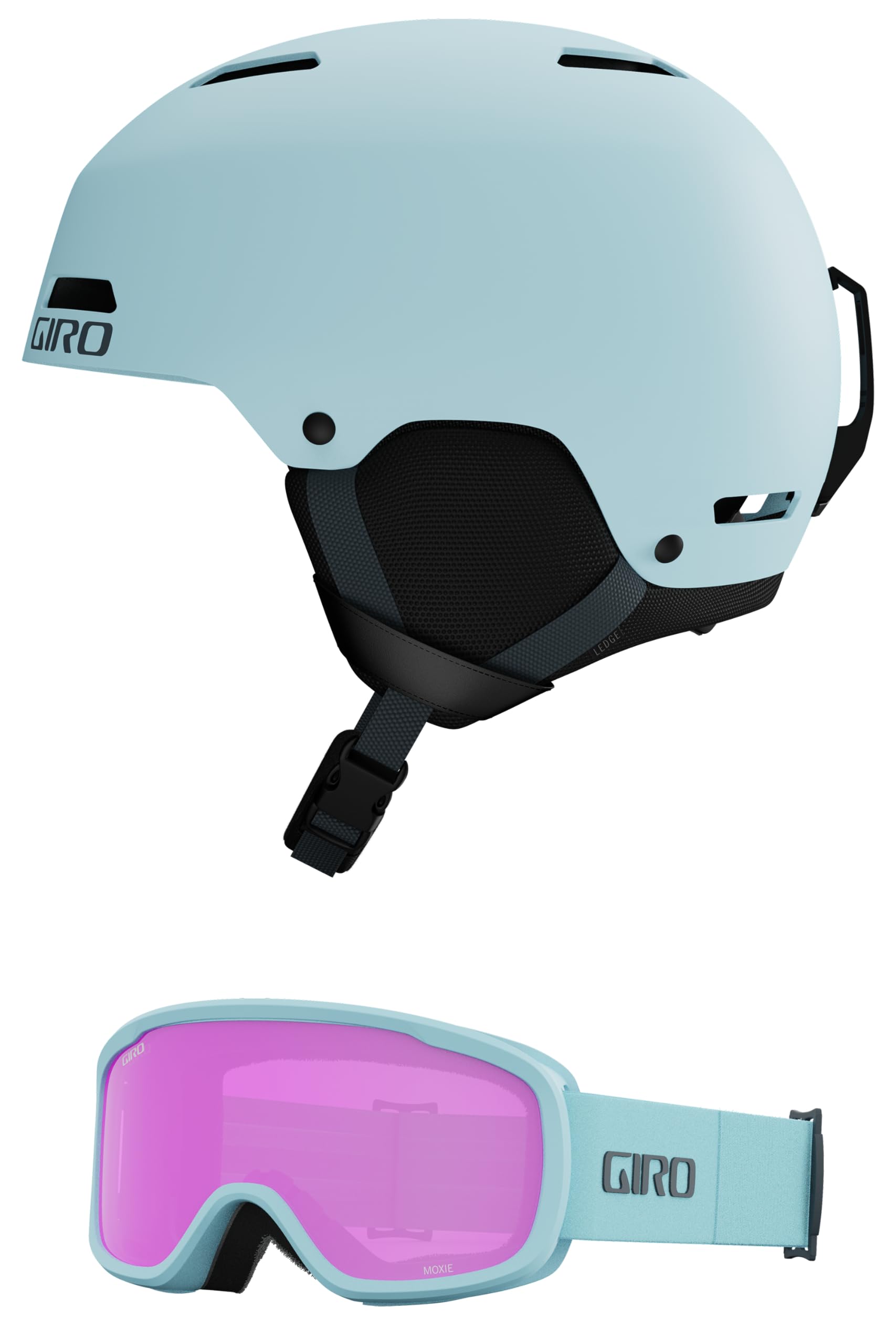 Giro Ledge Combo PackSki Helmet - Snowboarding Helmet with Matching Goggles Matte Light Mineral/Light Mineral Thirds L (59-62.5c