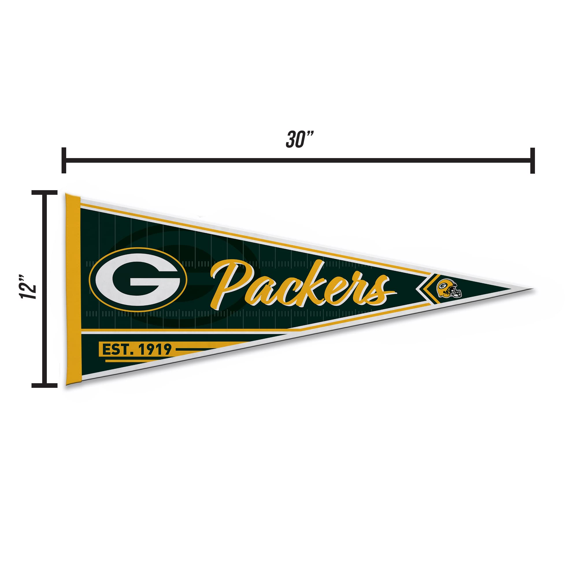 Rico Industries Nfl Football Green Bay Packers Classic 12'' X 30'' Felt Wall D  Cor Pennant - Great For Home/Bed Room/Man Cave D