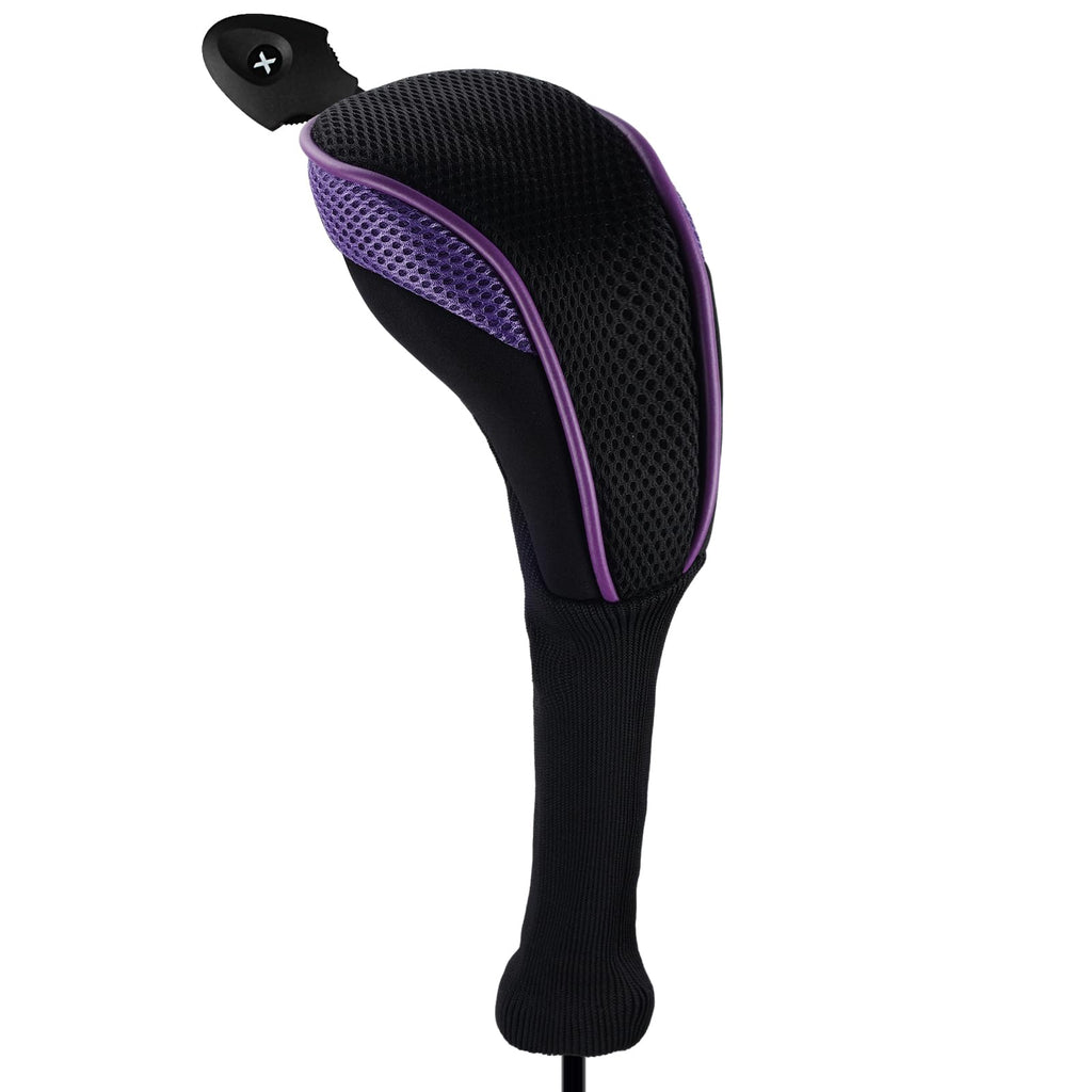 Andux 2 Pack Long Neck Golf Hybrid Club Head Covers Dial No. Tag Ctmt-01 Black/Purple