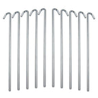 Tent Stakes For Outdoor Camping Heavy Duty Metal, Galvanized Rust-Free Yard Stakes, 10 Garden Edging Fence Hook  Garden Stakes F