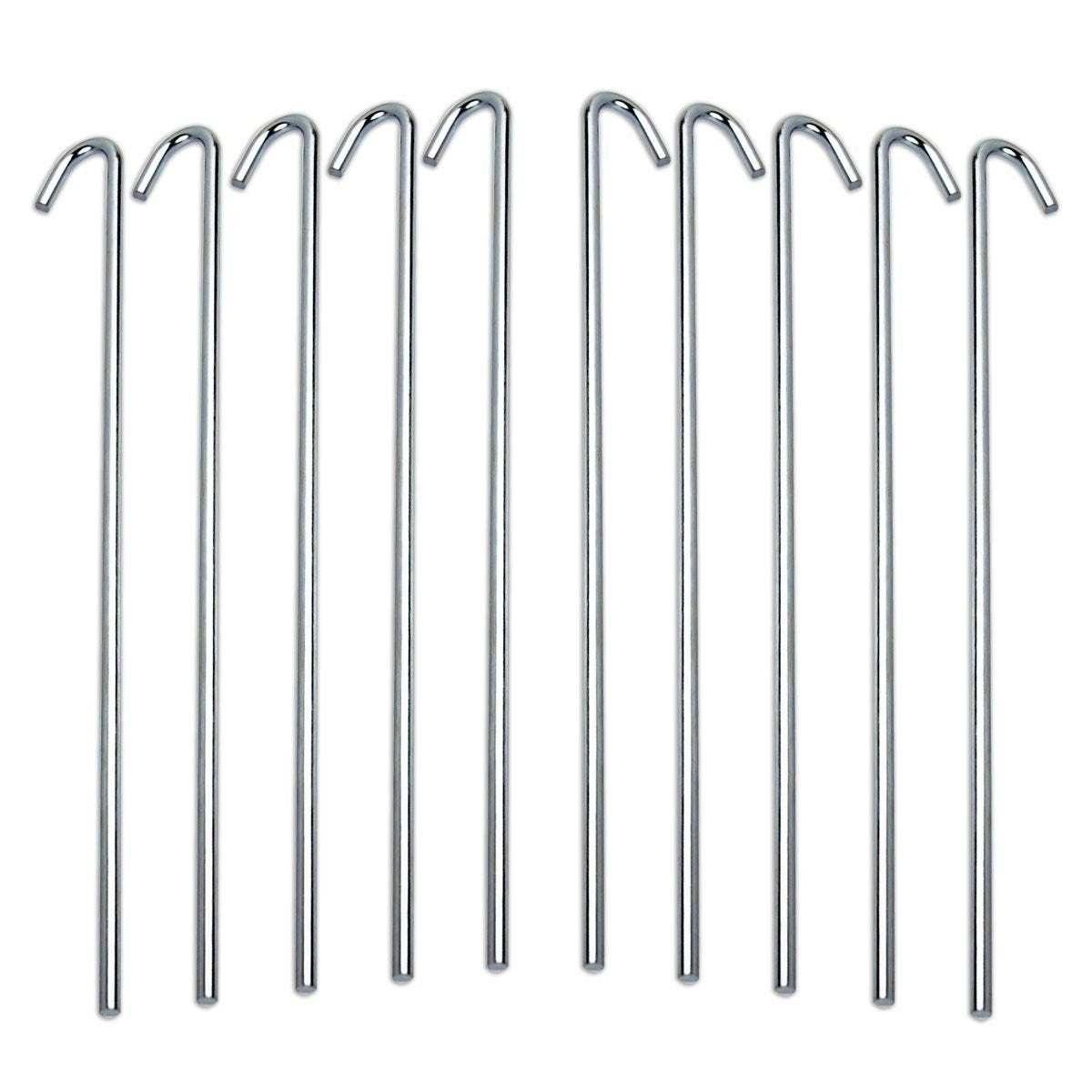 Tent Stakes For Outdoor Camping Heavy Duty Metal, Galvanized Rust-Free Yard Stakes, 10 Garden Edging Fence Hook  Garden Stakes F