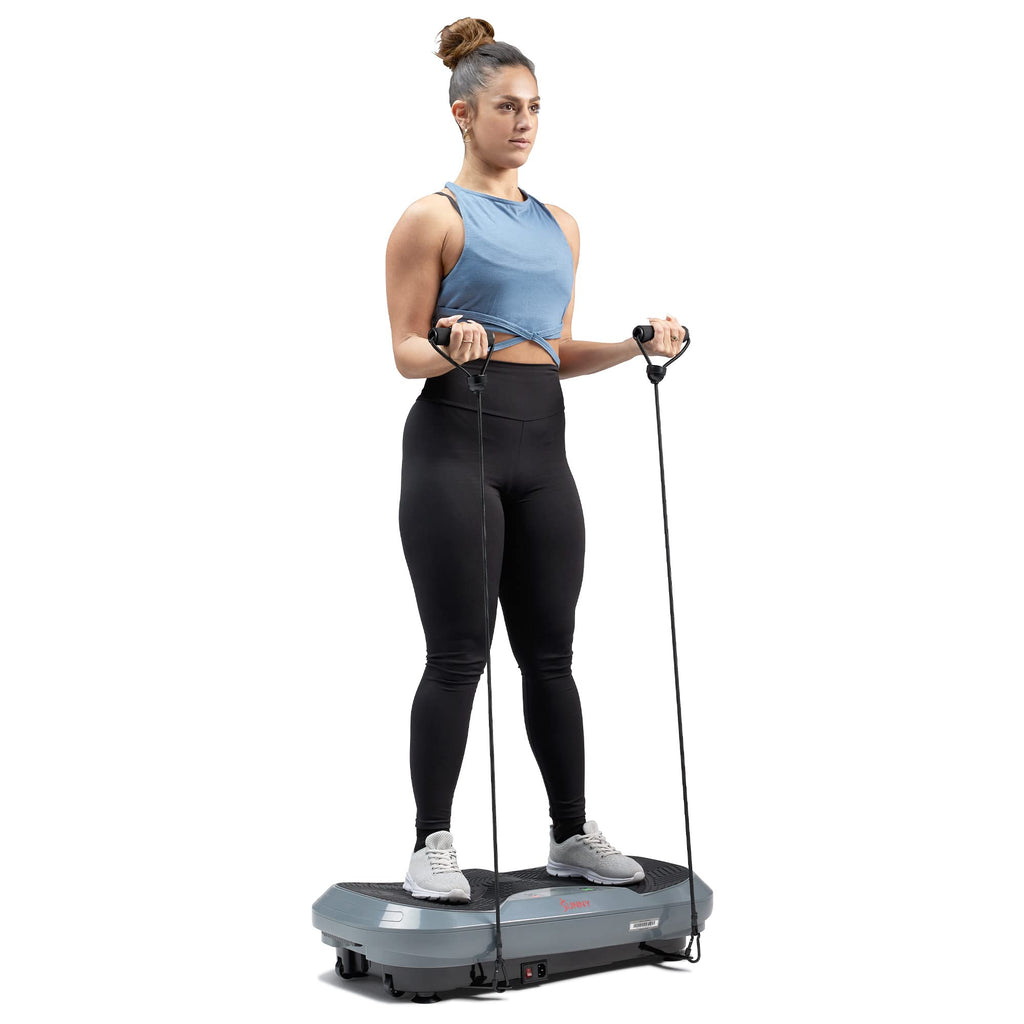 Sunny Health & Fitness Curved Vibration Plate Machine - 3D Vibrating Platform for Lymphatic Drainage & Weight Loss | Whole Body 