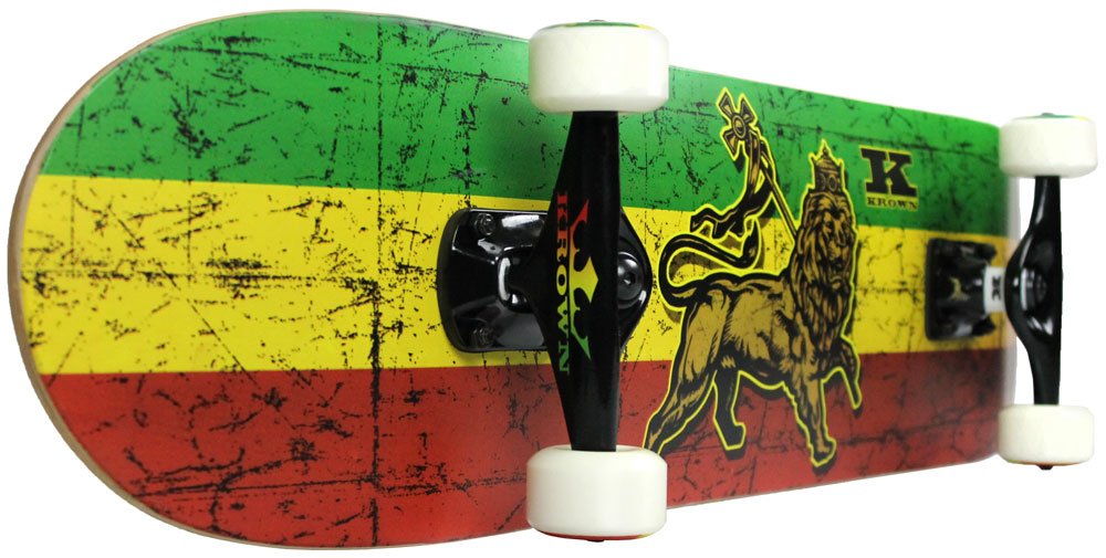 Krown Trinity Rasta Complete Skateboard, 7.75 X 31.5