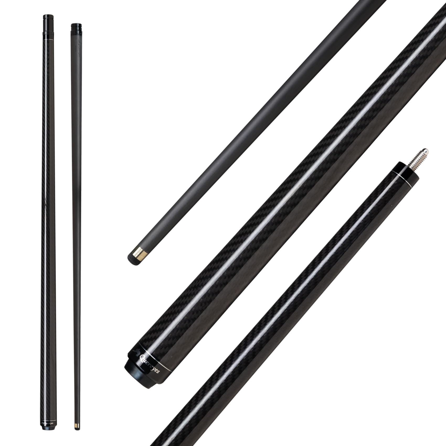 Quereyes Carbon Fiber Pool Cue,58  Low Deflection Pool Cue,Carbon Fiber Cue Shaft 5/16  18,Professional Pool Sticks for Adults(3