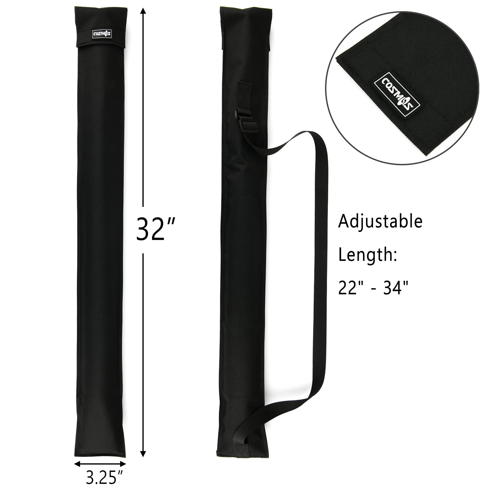 Cosmos Black Color Cue Case Carrying Bag For 1/2 Billiard Stick Storage, 32 Inches