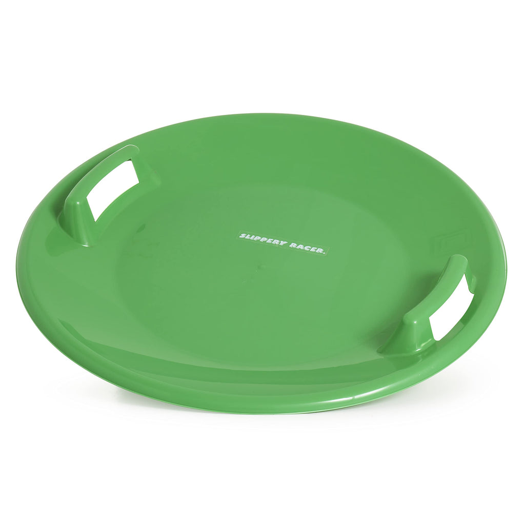Slippery Racer Heavy-Duty Cold Resistant Downhill Pro Plastic Outdoor Winter Saucer Disc Snow Sled With Handles, Green