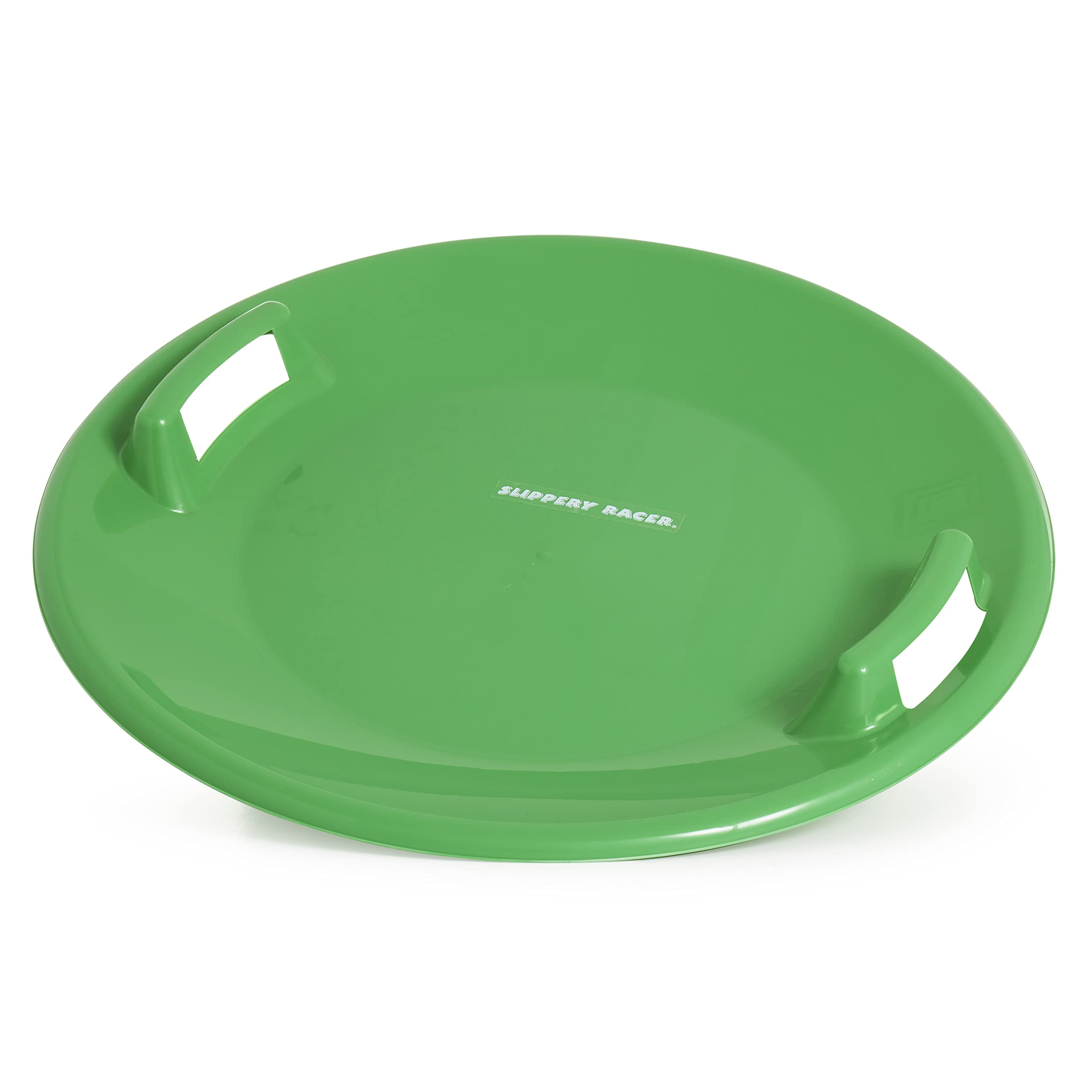 Slippery Racer Heavy-Duty Cold Resistant Downhill Pro Plastic Outdoor Winter Saucer Disc Snow Sled With Handles, Green