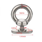 4 Pack 316 Ss Track Mount Tie Down Eyelet, Hold Bungee Cord Or Ropes Up To 0.6''