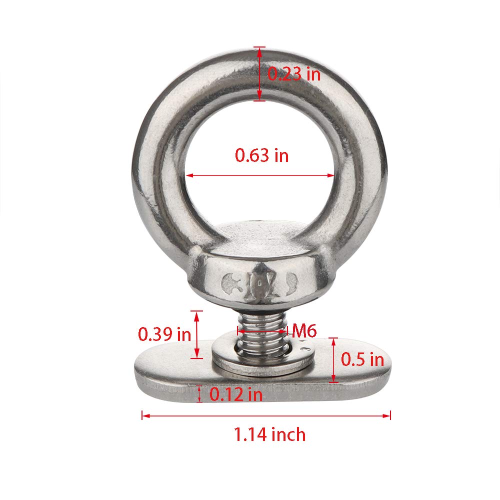 4 Pack 316 Ss Track Mount Tie Down Eyelet, Hold Bungee Cord Or Ropes Up To 0.6''