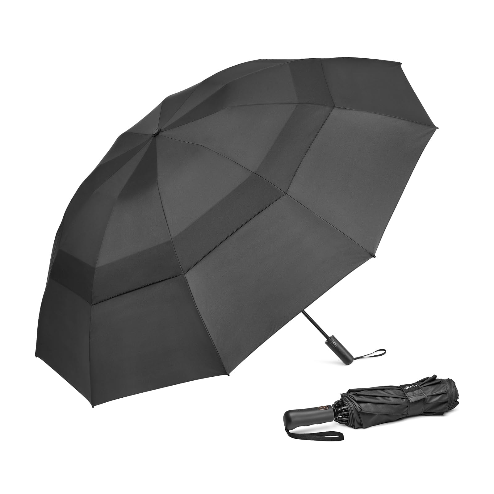 G4Free 54 Inch Large Compact Golf Umbrella Windproof 10 Ribs Reverse Travel Umbrella For Rain Double Canopy Vented Umbrella Auto
