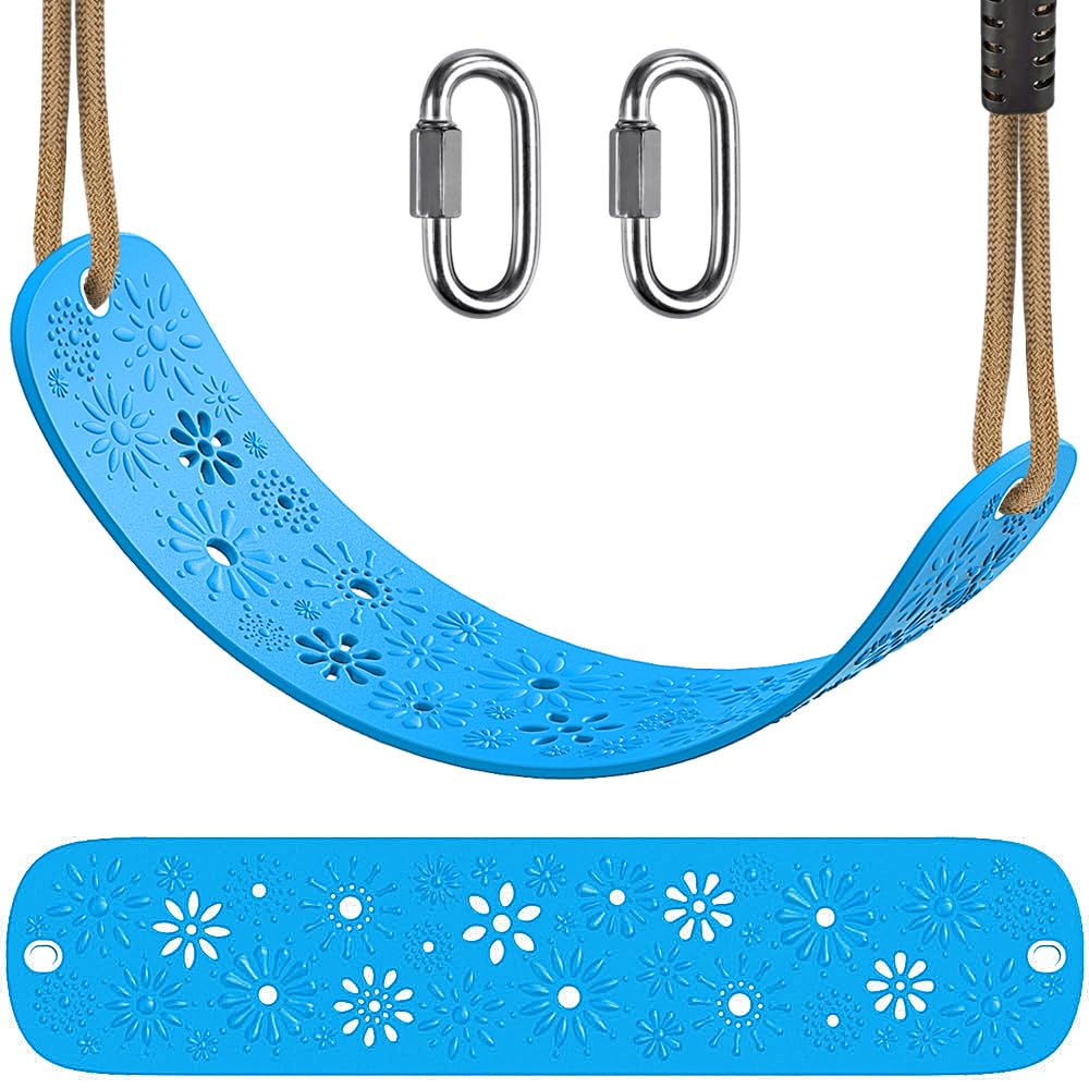 BeneLabel Heavy Duty Swing Seat with Adjustable Height Rope from 4.2ft to 6.7ft Playground Swing Seats for Kids and Adults Blue 