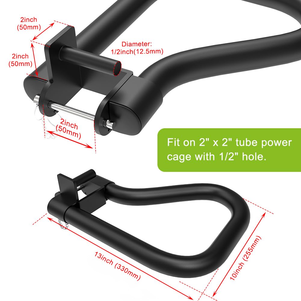 Seleware Solid Dip Bar Attachment For 2'' X 2'' With 1/2'' Hole Power Cage Squat Rack, Set Of 2 Dip Bar Multi-Grip Handles For S