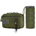 Upgraded Tactical Drawstring Molle Water Bottle Holder Tactical Pouches (Green-2pack)