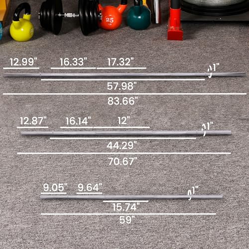 Fitvids 7FT Stardard Barbell for Weightlifting and Power Lifting - 300 Pound Capacity - 7FT, Chrome - 7-Foot, Black