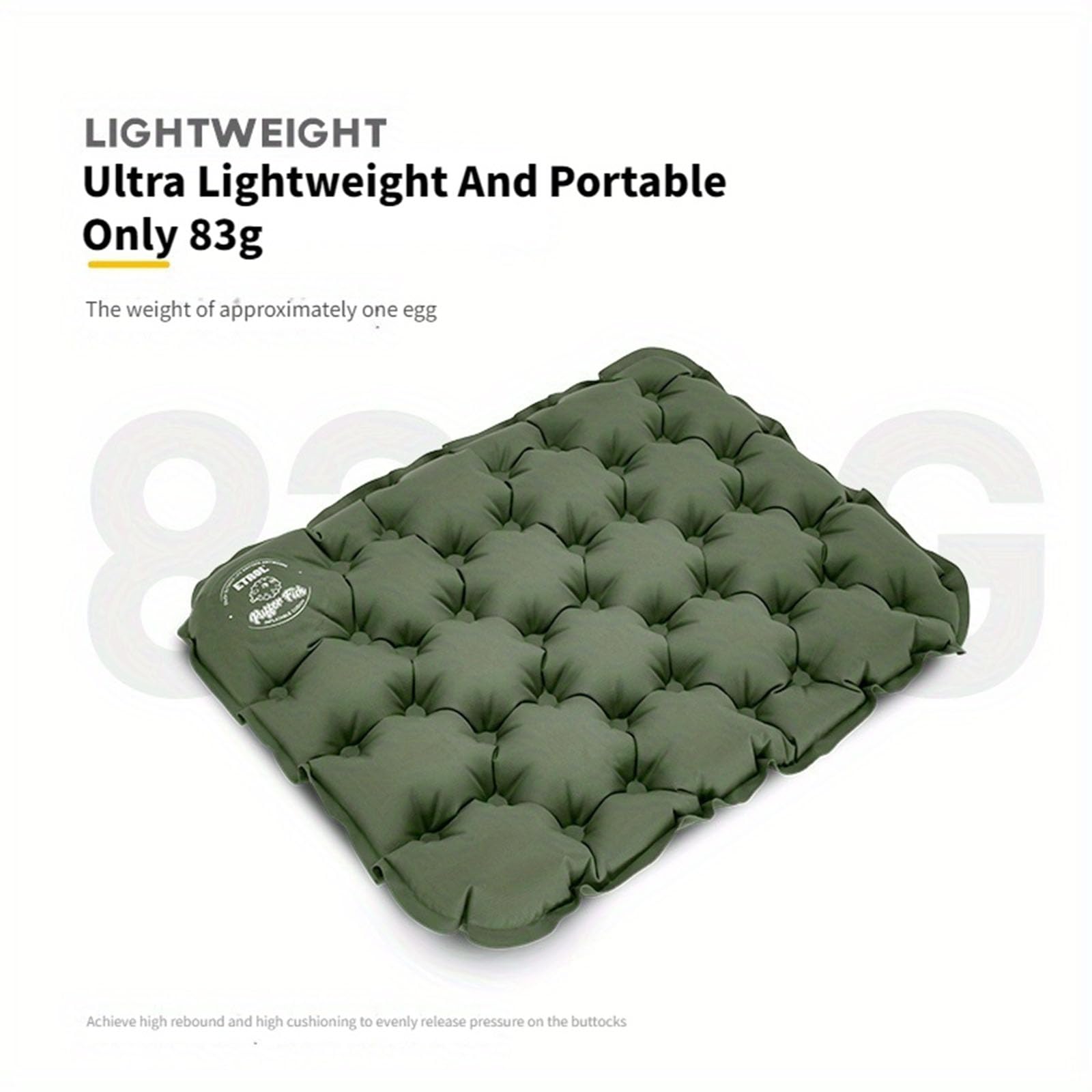 Press-To-Inflate Portable Inflatable Seat Cushion, Lightweight Camping Air Sitting Pad With Storage Bag And Repair Cloths, Water