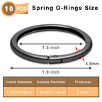10Pack 1-1/2 Large Round Carabiner Clips, Metal Spring O Rings for Organizer Key Rings, Paracord Keychain Lanyard, Pet Chains, P