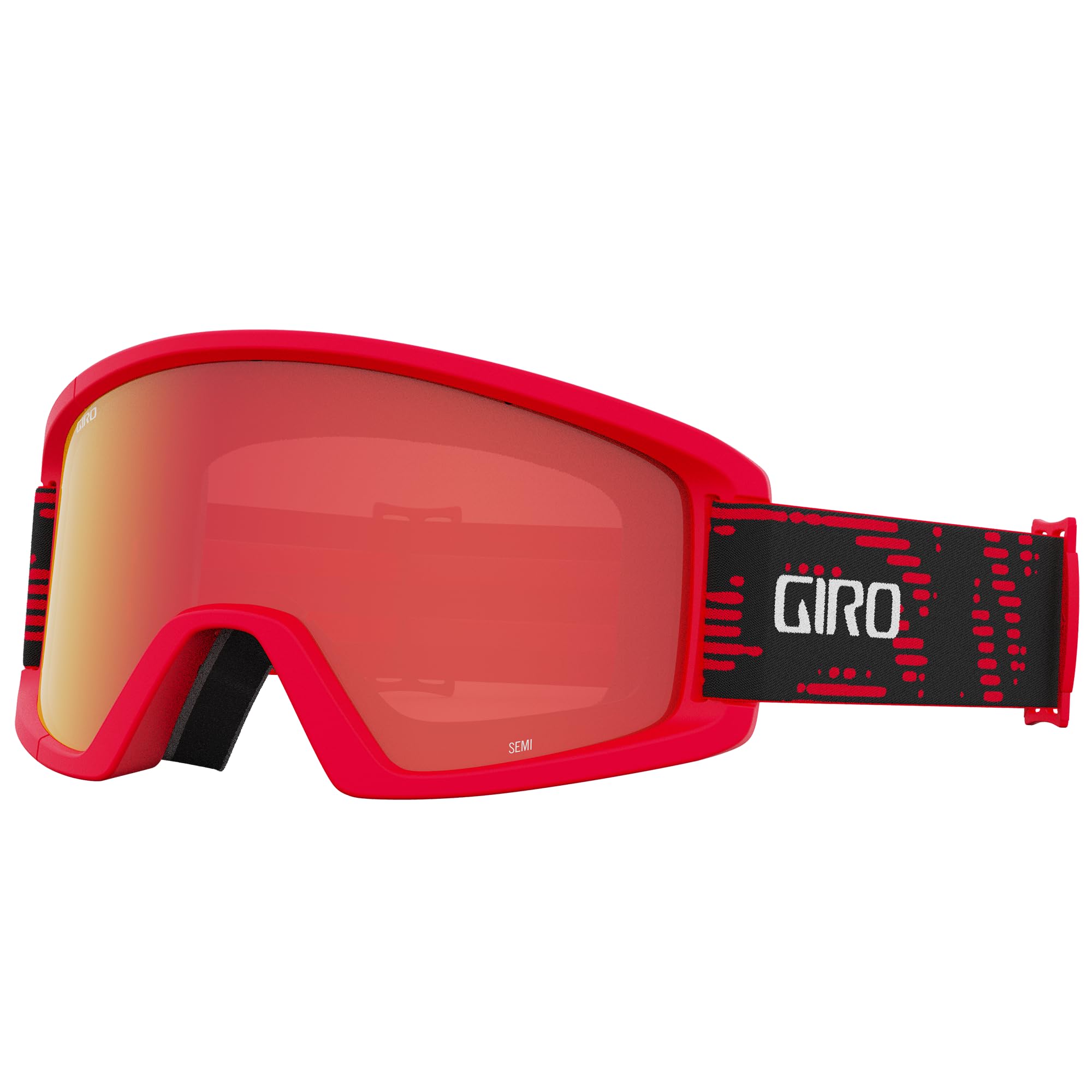 Giro Semi Ski Goggles - Snowboard Goggles for Men, Women & Youth - Red Reverb Strap with Amber Scarlet/Yellow Lens