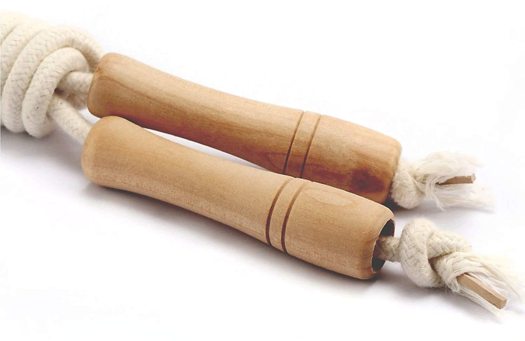 Homello Jump Rope For Kids - Wooden Handle - Adjustable Cotton Braided Fitness Skipping Rope For Toddler Fitness Workout Exercis