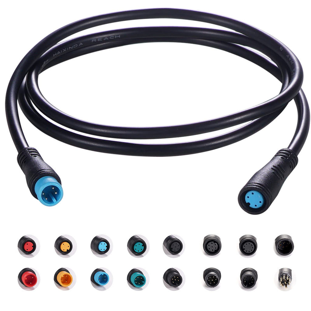 Baluoqi Extension Cable 2Pin/3Pin/4Pin/5Pin/6Pin/7Pin/8Pin/9Pin Waterproof Plug Works For Electric Bicycle Light/Throttle/Ebrake