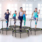 Onetwofit 48'' Silent Mini Trampoline With Adjustable Handle Bar Fitness Trampoline Bungee Rebounder Jumping Cardio Trainer Work