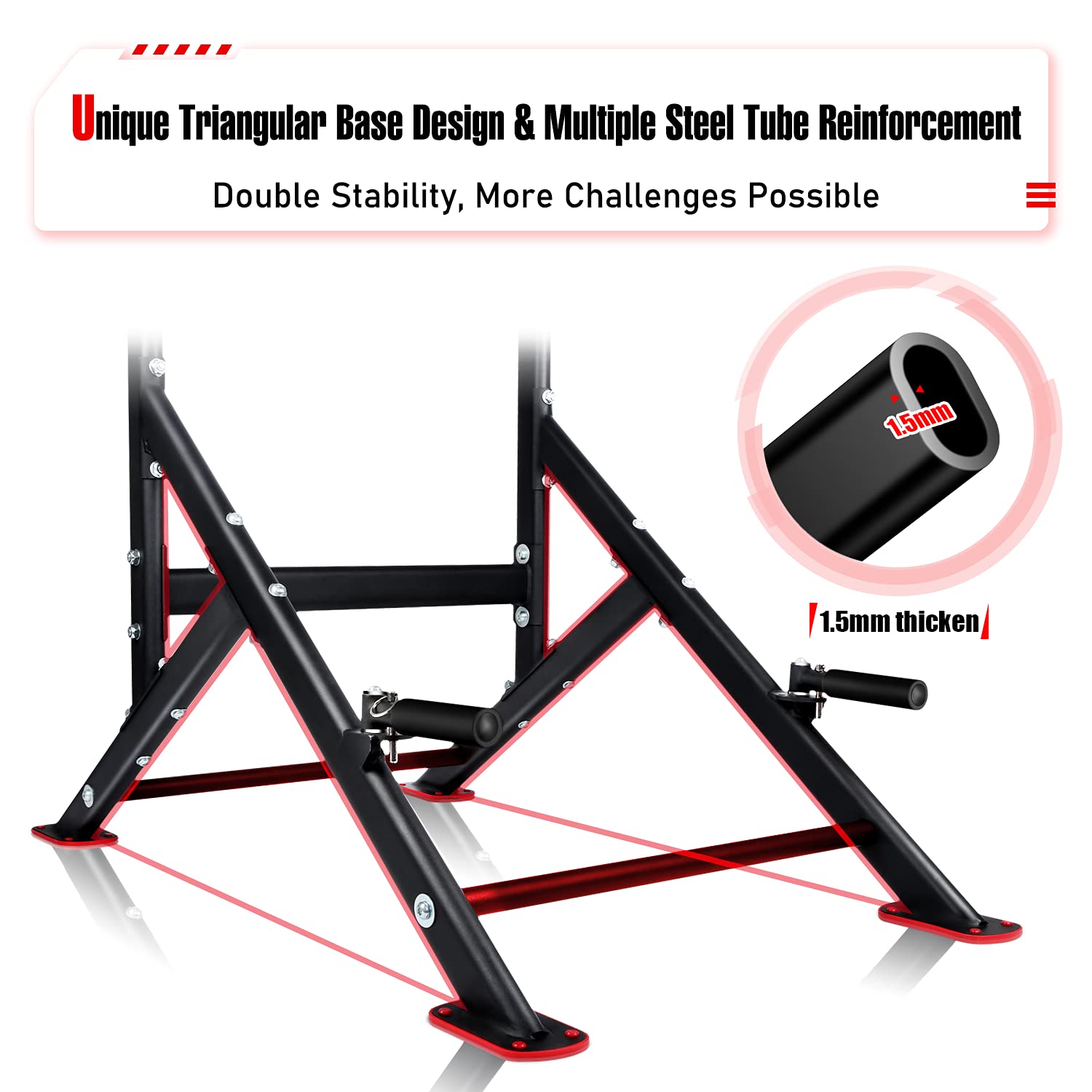 Sportsroyals Power Tower Pull Up Dip Station Adjustable Multi-Function Home Gym Strength Training Fitness Equipment Newer Versio