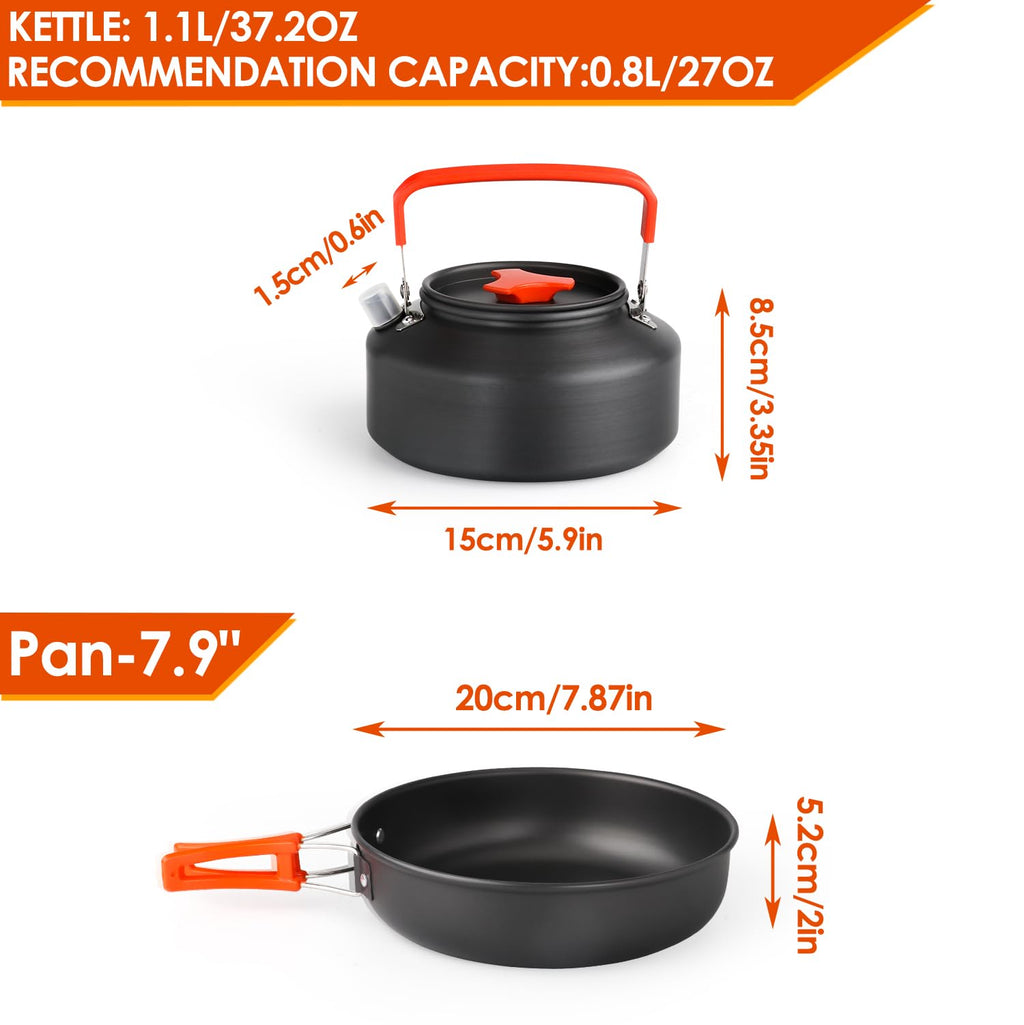 Gutsdoor Camping Cookware Set Lightweight Backpacking Mess Kit, Non-Stick Cooking Equipment Camping Pots And Pans Set With Stora