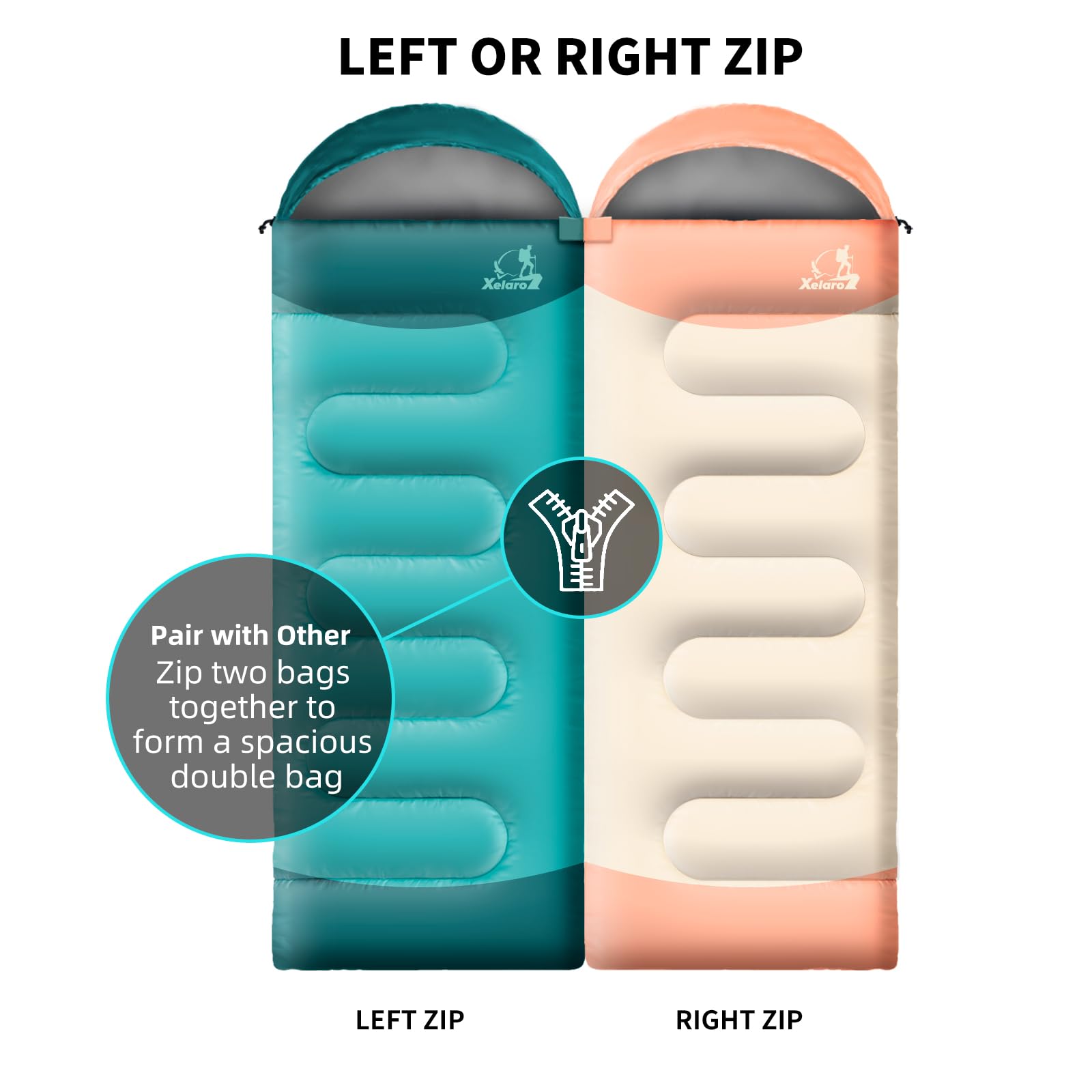 Xelaro Sleeping Bags For Adults Kids,3 Season Cold&Warm Weather Waterproof Lightweight Sleeping Bags For Camping Hiking Outdoor