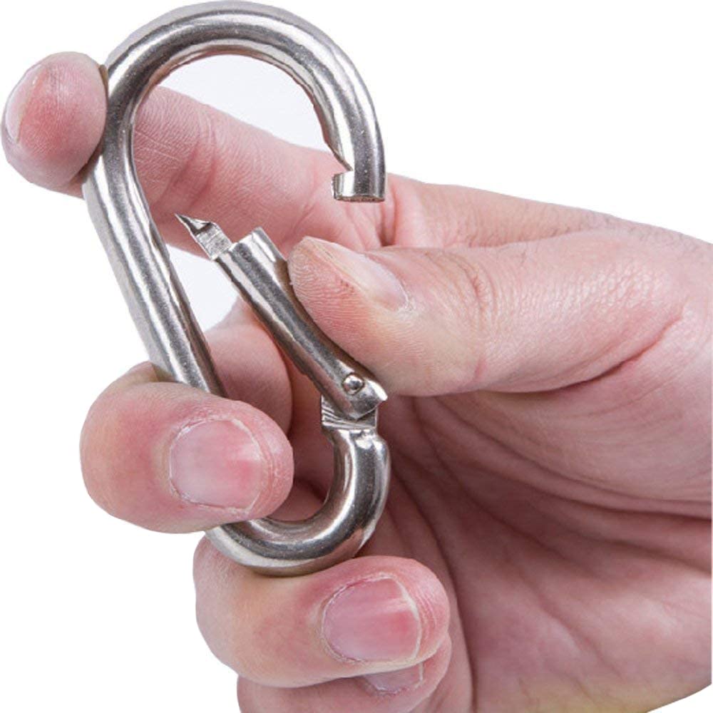 Sprookber Stainless Steel Carabiner Spring Snap Hook - 304 Stainless Steel Heavy Duty Clips, Set Of 4 (4 Inch)