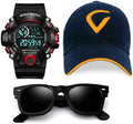 SELLORIA Boys Brand A Black Digital Stainless Steel Watch Cap With Basboll Cap Black [940 Years]