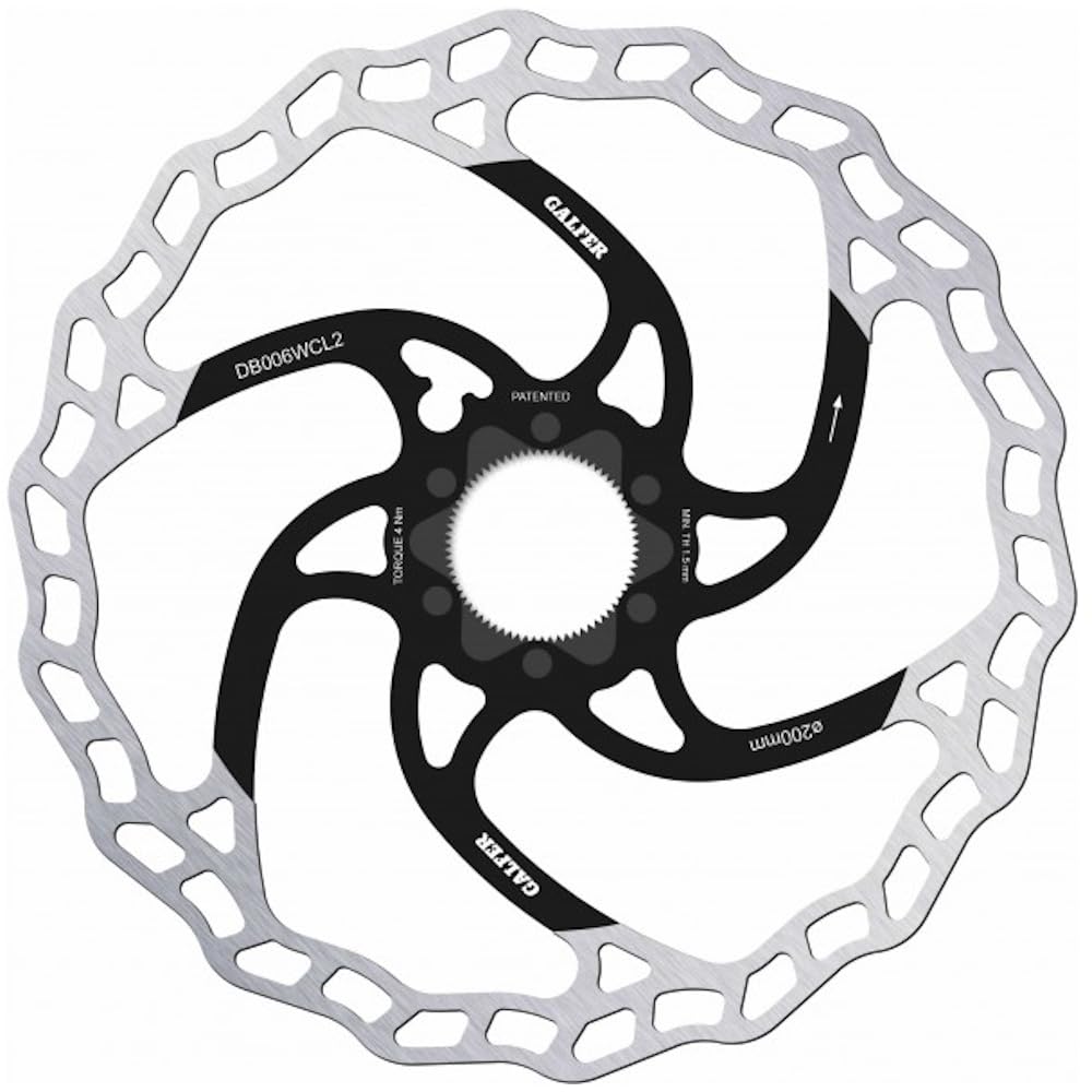 Galfer 200mm Rotor, Center Lock, 2.0mm, Black/Silver