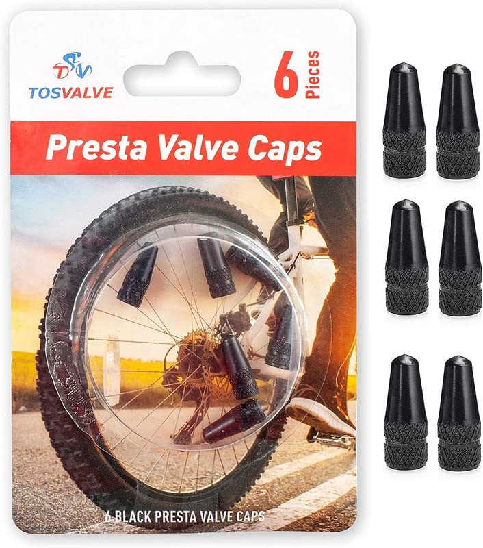 Presta Valve Cap 6 Pieces - Cycling Tire Air Valve Caps  Anodized Tire Stem Valve Caps Dust Free - Aluminum Alloy Color Bike Tir