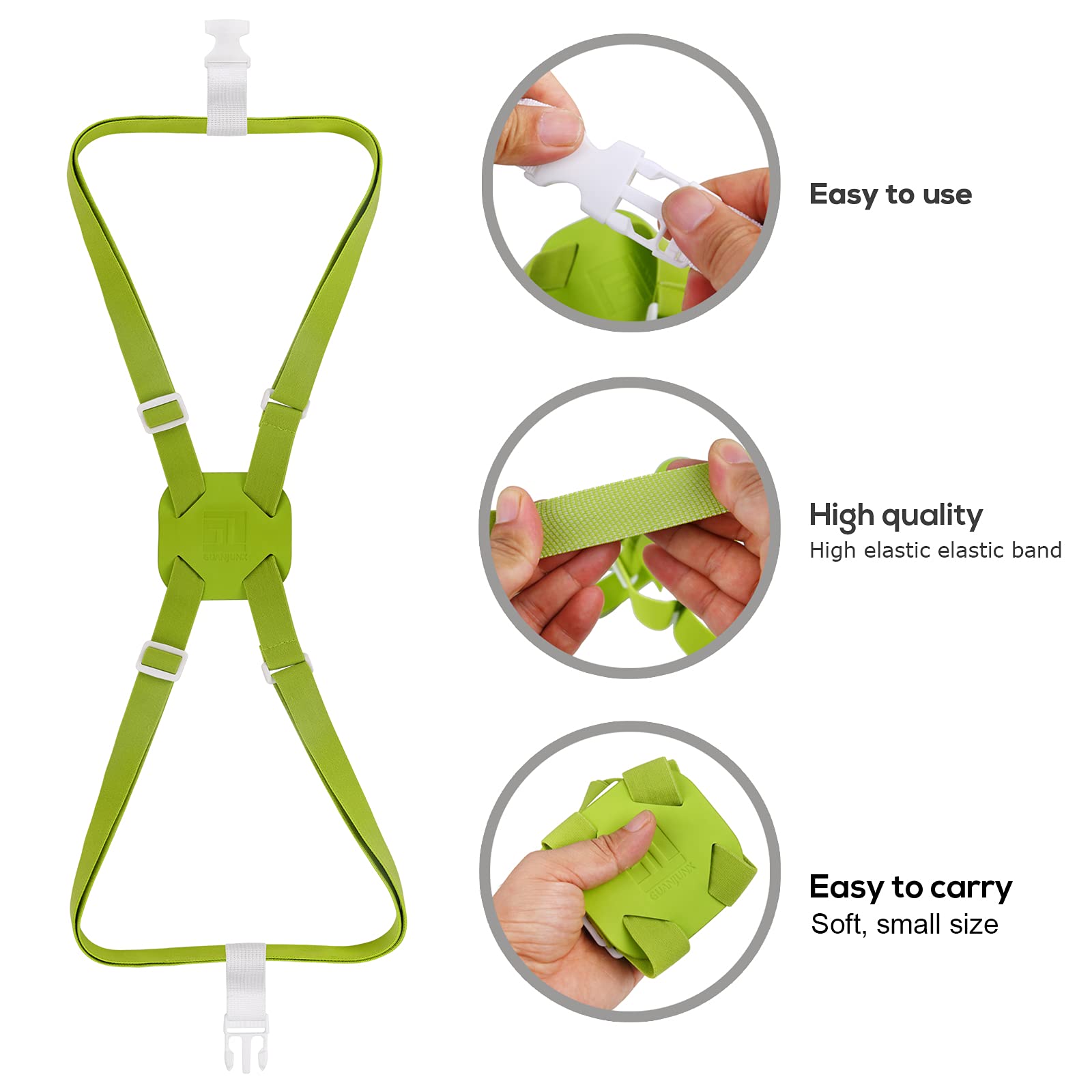 Guanjunx Luggage Straps Bag Bungees For Add A Bag Easy To Travel Suitcase Elastic Strap Belt Long Green (Gb-002)