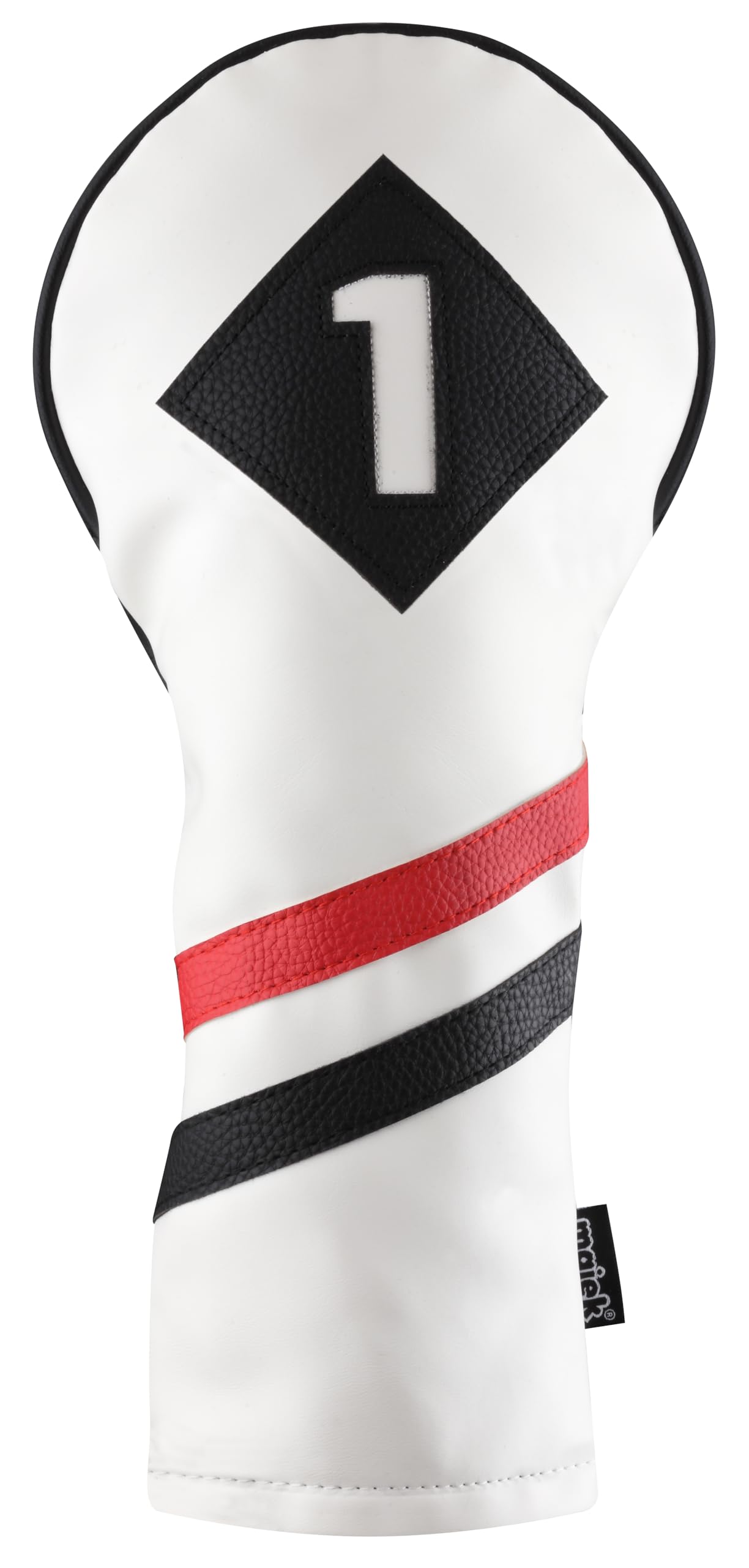 Majek Retro Golf Headcovers White Red And Black Vintage Leather Style 1 3 5 Driver And Fairway Head Covers Fits 460Cc Drivers Cl