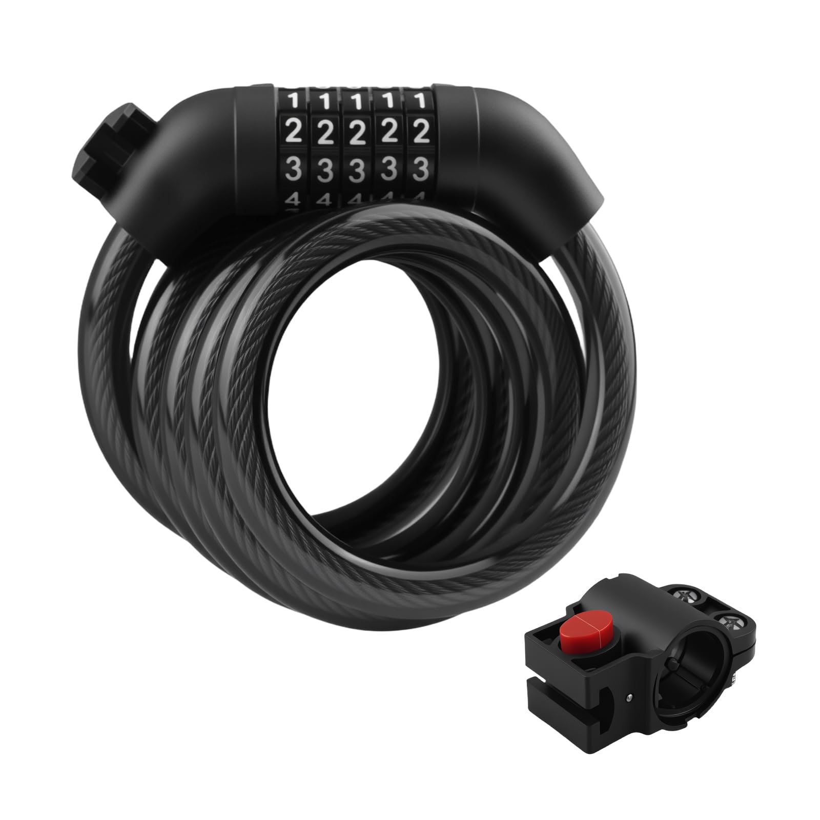 3.93 Ft Bike Locks Cable Anti-Theft,Resettable 5 Digit Bike Lock Combination Kit with Mounting Bracket,Anti-Cut Bikes Chain Lock