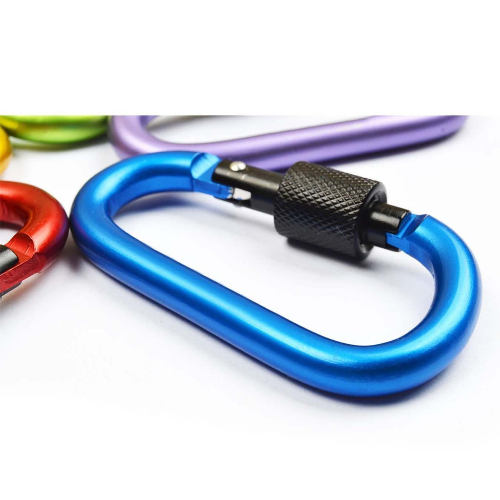 Onwon Aluminum Carabiner D-Ring Locking Key Security Camping Climbing Hiking Keychain (10 Pcs)