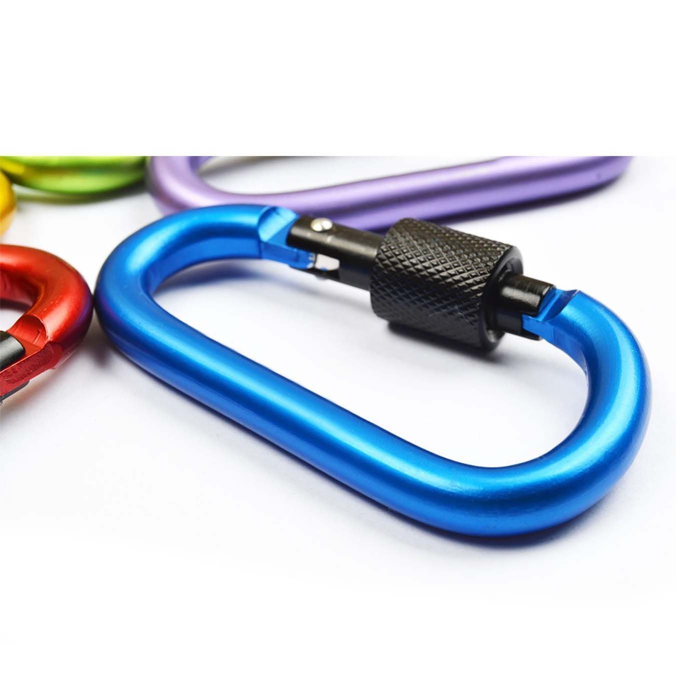 Onwon Aluminum Carabiner D-Ring Locking Key Security Camping Climbing Hiking Keychain (10 Pcs)