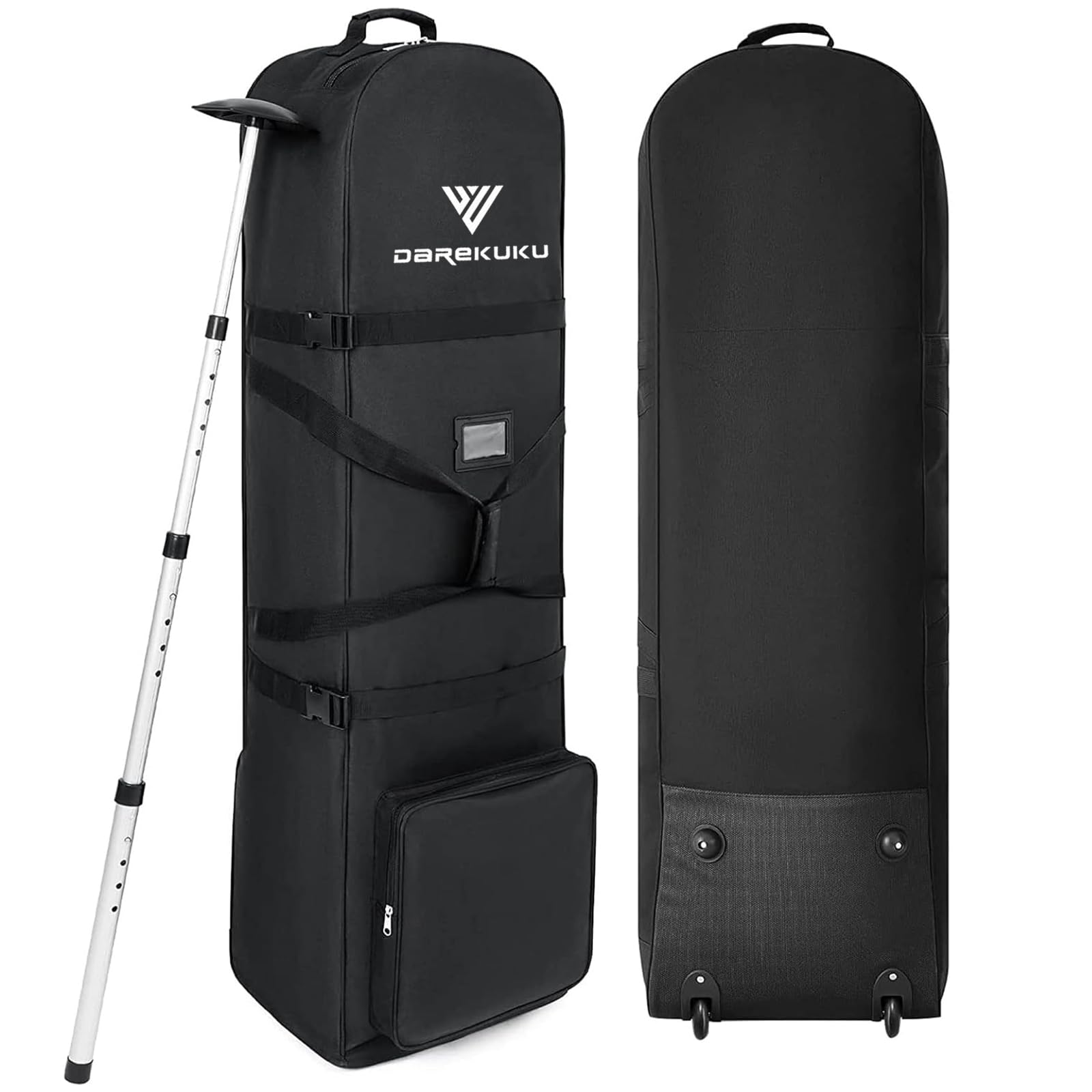 DAREKUKU Golf Travel Bags for Airlines with Adjustable Support Rod and Detachable Shoulder Straps, Hard case Top Soft Foldable G