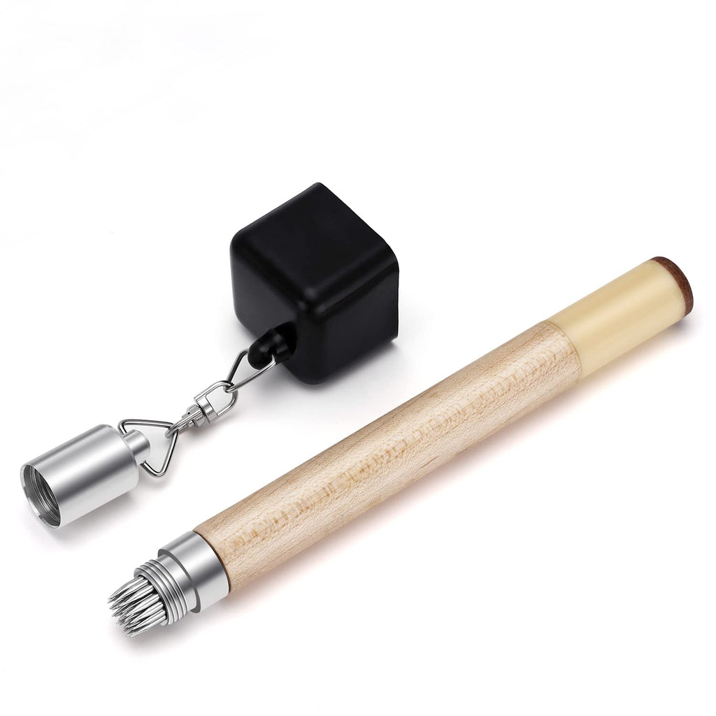 Tobwolf Chalk Holder For Billiards, 2 In 1 Pool Cue Chalk Holder, Portable Wooden Pool Snooker Chalk Holder, Billiard Cue Tip Pr