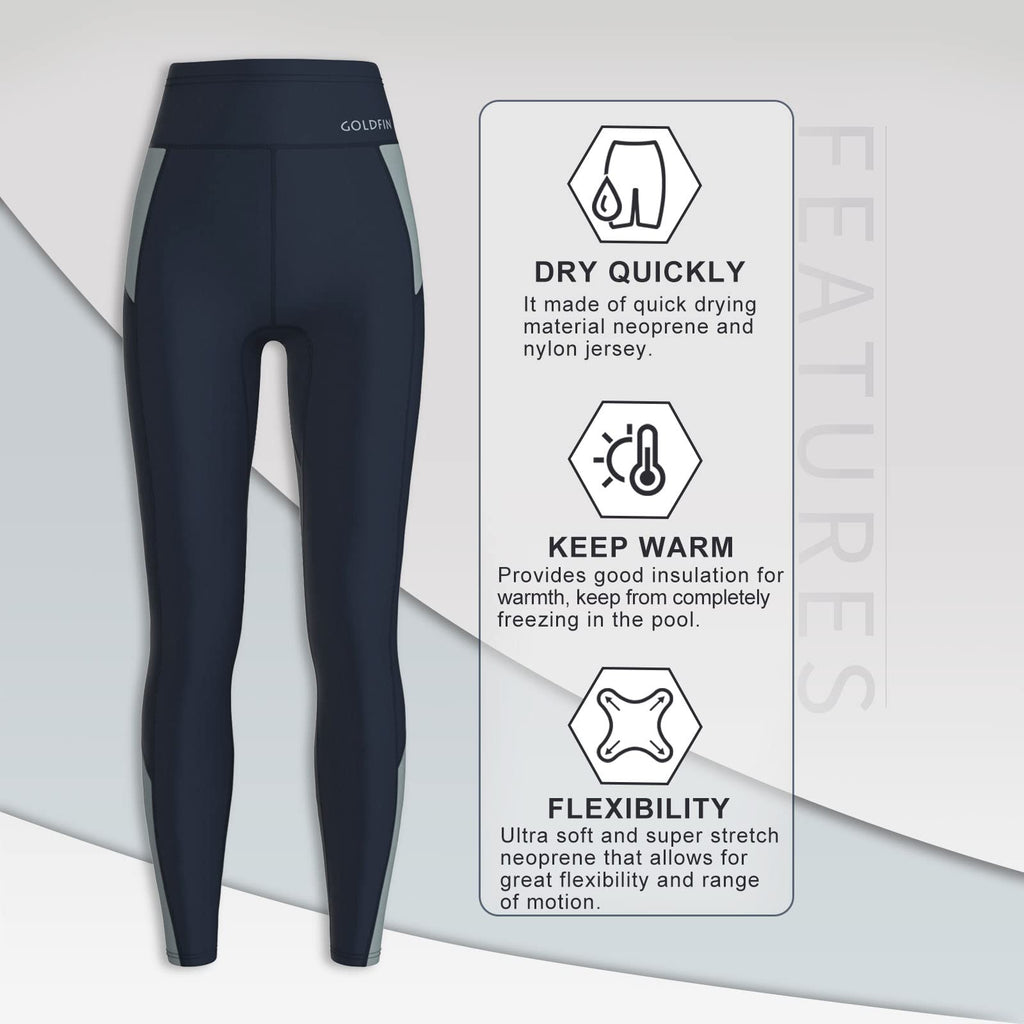 Goldfin Wetsuit Pants Womens, 2Mm Neoprene Pants Keep Warm For Water Aerobics Diving Swimming Surfing Kayaking Boating (Navy, 3X