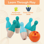 B. Toys - Kids Bowling Set - 6 Pin & Ball - Wooden Pins & Carry Caddy - Family Activities & Games - 2 Years -