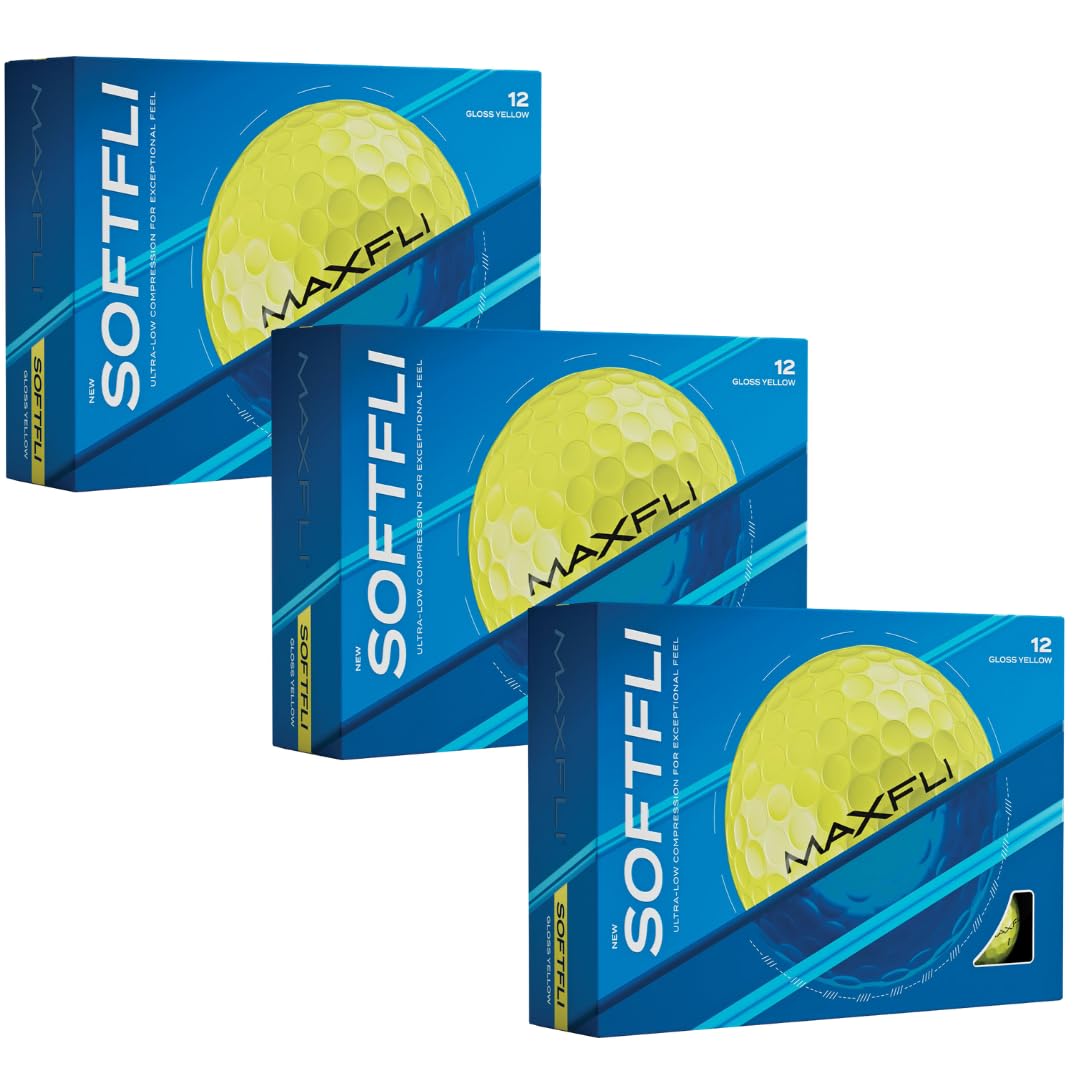 Maxfli SoftFli Golf Balls - 36-Pack Gloss Yellow | Soft Feel Low Compression Golf Balls for Distance & Control | Durable Ionomer
