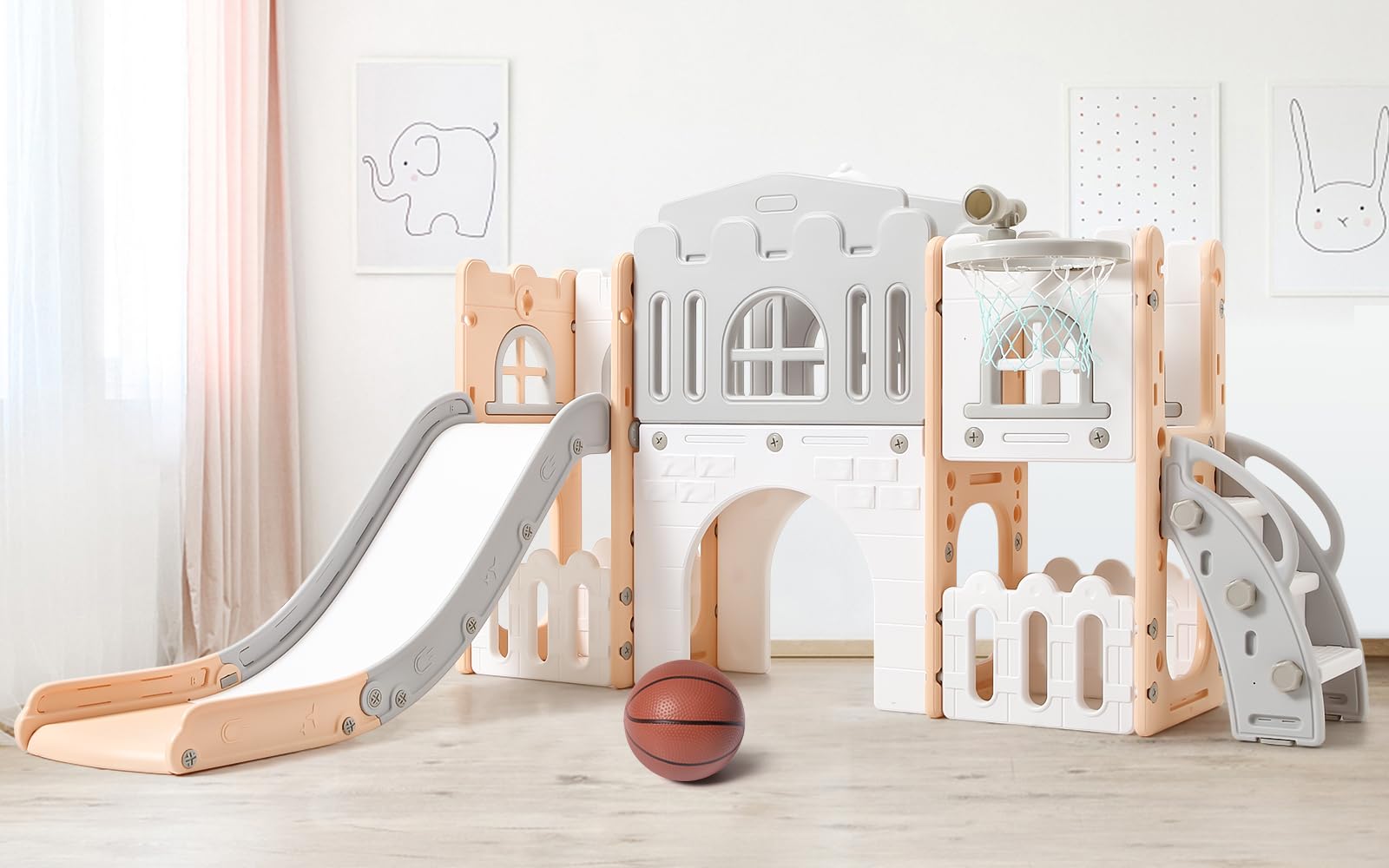 GarveeLife 8-in-1 Toddler Indoor Playground with Slide: Baby Slide Playset for Toddlers Ages 1-3 Outdoor Play, Kids Slide Includ