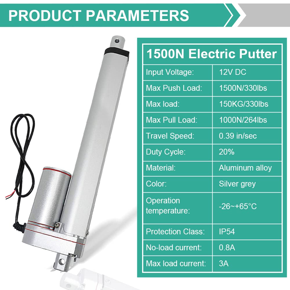 Eco-Worthy 12V 2 Inch Stroke Linear Actuator Max 330Lbs Heavy Duty Duarable Motor With Mounting Brackets (12Vdc 2)