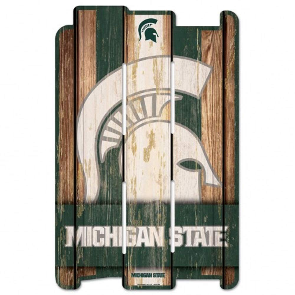 Wincraft NCAA Michigan State University Wood Fence Sign, Black