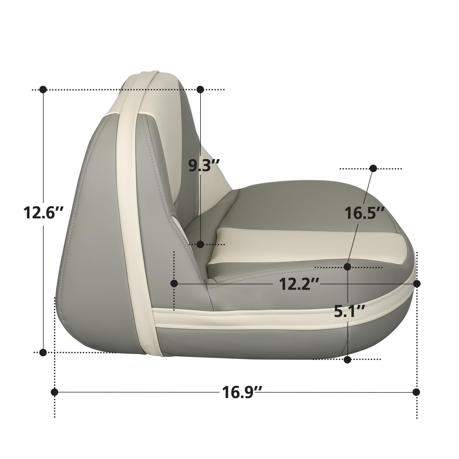 Leader Accessories Pro Casting Boat Seats Lean Pro High Back Fishing Bass Boat Seat Butt Seat 2 Seats (Beige Light Gray)