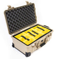 Pelican 1514 Tan Case With Padded Dividers and Wheels