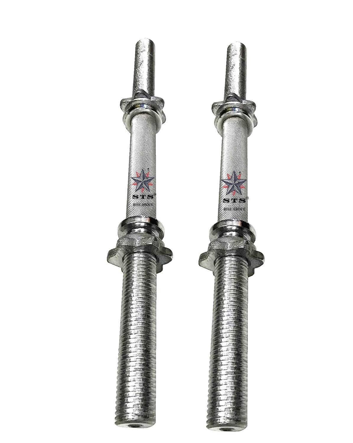 STS Heavy Dumbbell Rod Steel Iron 18 inch (28mm) Threaded with STAR COLLAR