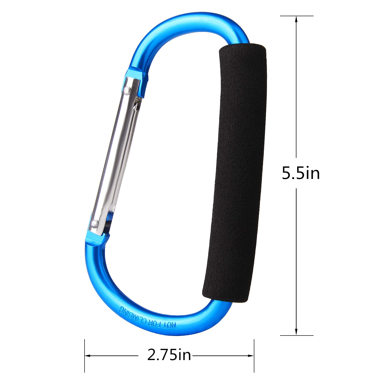 Sansheng 4 Pack Large Carabiner - 5.5'' D-Style Click And Carry Bag Carrier Stroller Hooks(Light Blue And Rose Red)